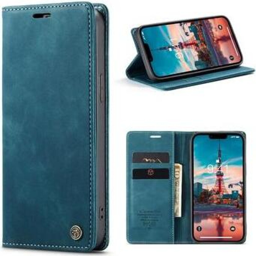 iPhone 15 Caseme 013 Series Lommebok-deksel - Blå