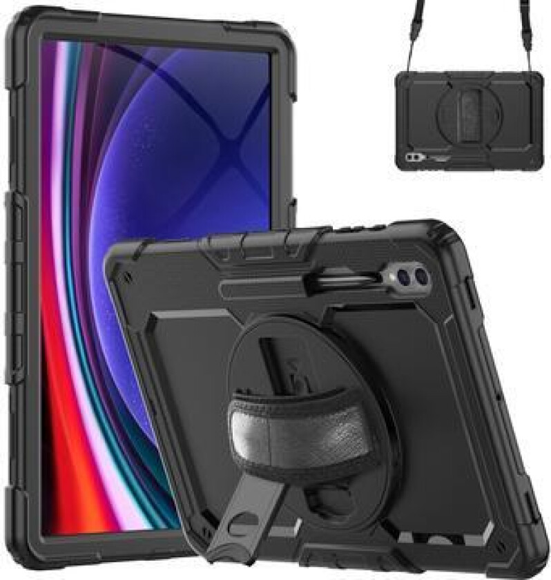 Samsung Galaxy Tab S9 Ultra Heavy Duty 360 Deksel med Håndrem - Svart