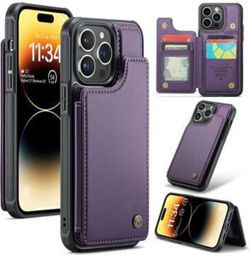 iPhone 14 Pro Max Caseme C22-etui RFID-kortlommebok - Lilla