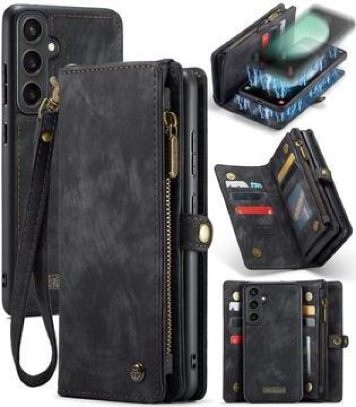 Samsung Galaxy S23 FE Caseme C30 Multifunksjonell Lommebok-deksel - Svart