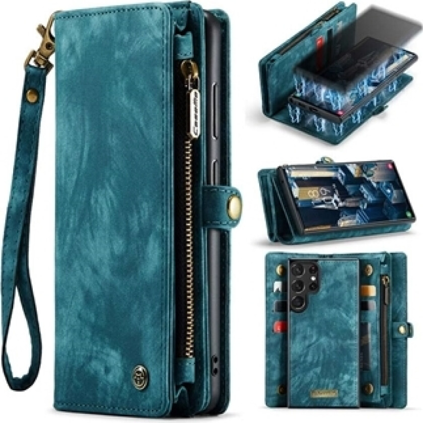 Samsung Galaxy S23 Ultra 5G Caseme 008 2-i-1 Multifunksjonell Lommebok-deksel - Blå