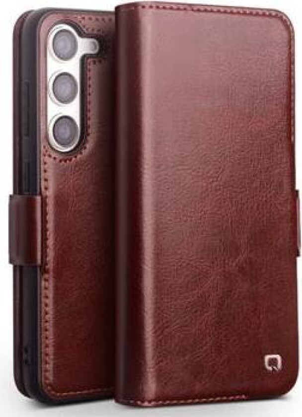 Samsung Galaxy S23 5G Qialino Classic Lommebok-deksel I Lær - Mørkebrun