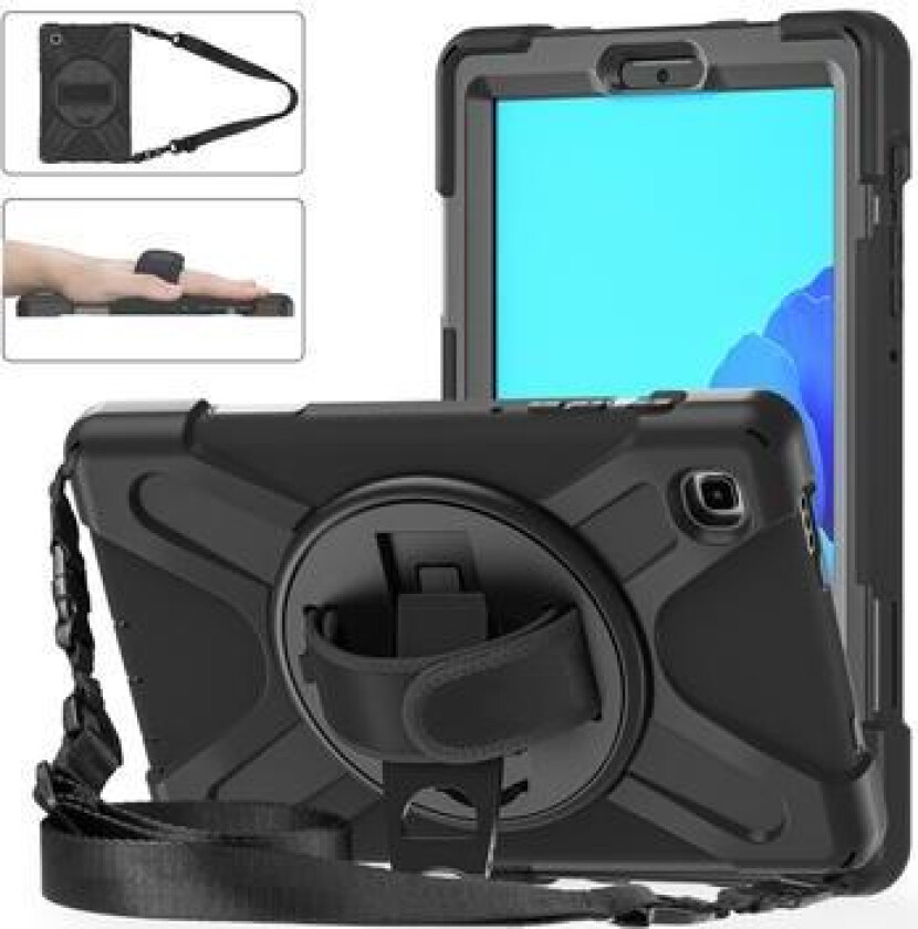 Samsung Galaxy Tab A7 Lite Heavy Duty 360 Deksel med Håndrem - Svart