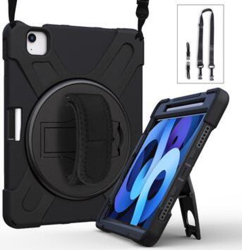 iPad Air 2020/2022 Heavy Duty 360 Deksel med Håndrem - Svart