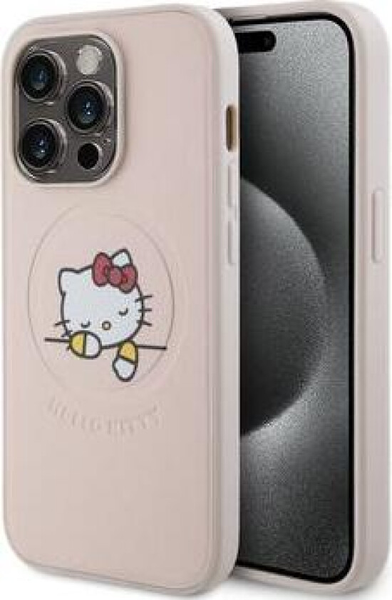 iPhone 15 Pro Hello Kitty Kitty Asleep MagSafe-deksel - Rosa