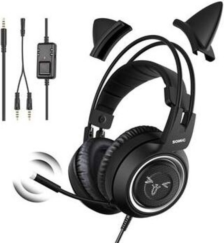 SOMIC G951S E-Sports Gaming Headphone 3.5mm kablet over-øret-headset - Svart