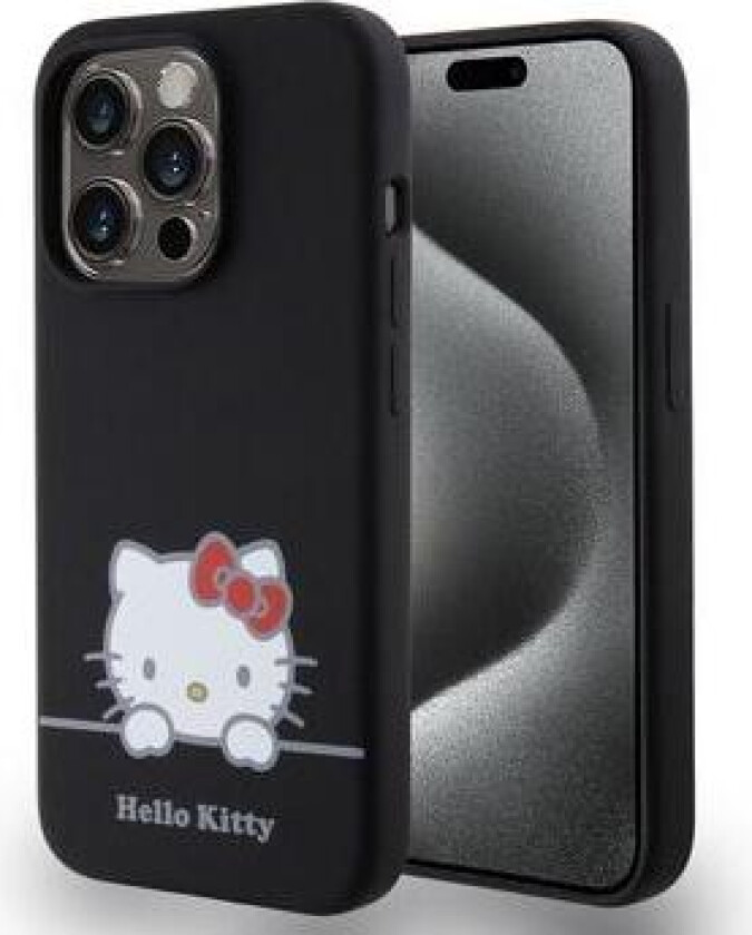 iPhone 15 Pro Hello Kitty Daydreaming Liquid Silikondeksel - Svart