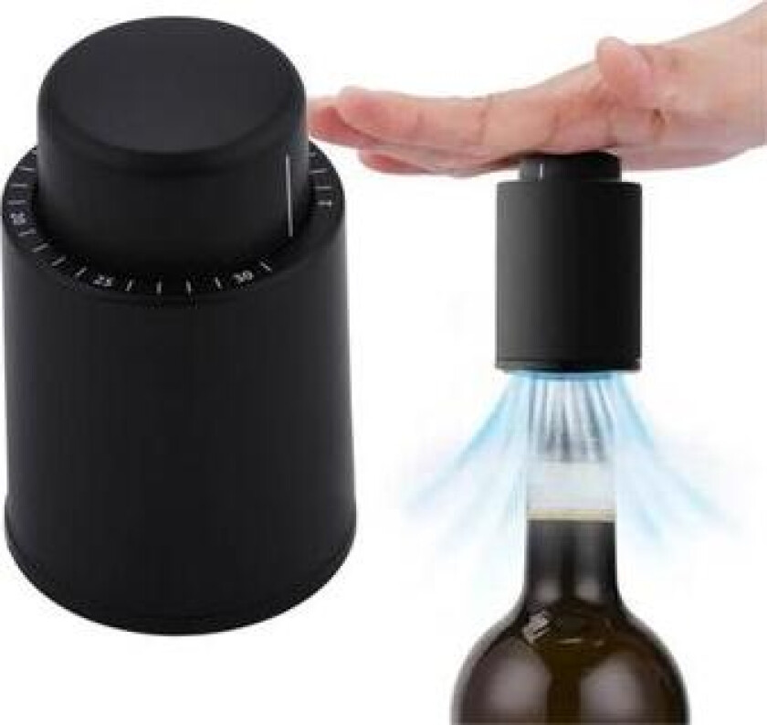 Vinflaske-champagnestopper med tidsskala Vinkorker Wine Preserver Wine Preserver Bottle Saver (BPA-fri) - Svart