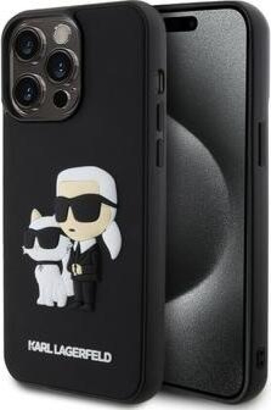 iPhone 15 Pro Max Karl Lagerfeld 3D Rubber Karl & Choupette NFT Case - Black