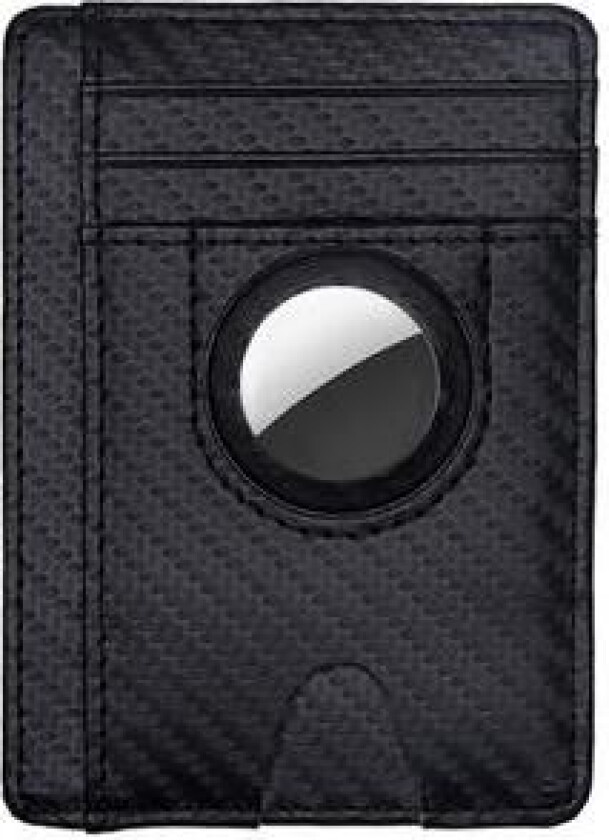 Minimalistisk lommebok med karbonfiberstruktur Kortholder 2 i 1 bærbart, slankt etui til AirTag - svart