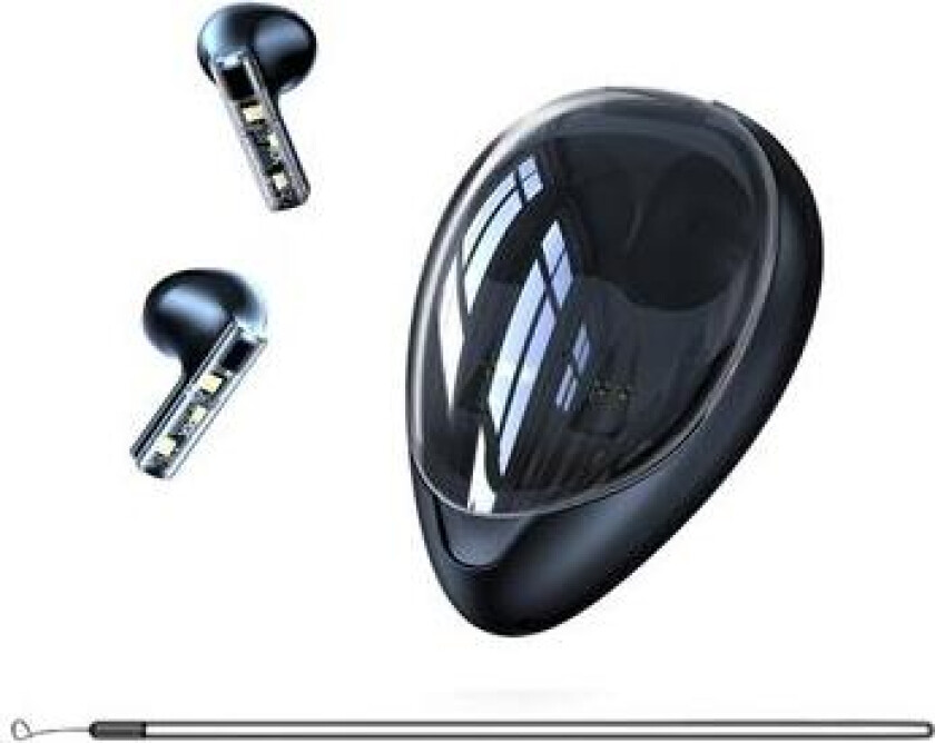 XUNDD X20 Transparent TWS Bluetooth-øretelefoner med trådløs stereomusikk og berøring - svart