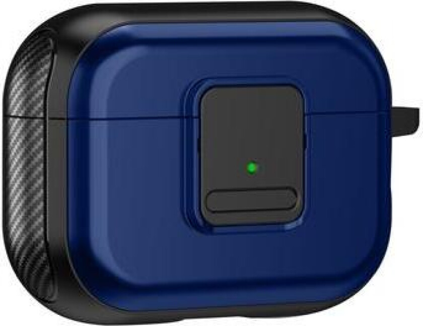 Magnetisk etui til Apple AirPods Pro, spennedesign for Bluetooth-øretelefoner TPU-deksel med karabinkrok - svart + blå