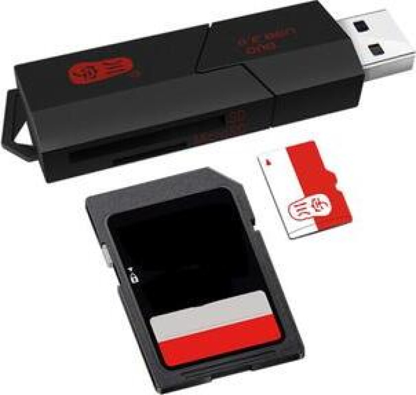 KAWAU C307DUO 2-i-1 USB 3.0 til minnekortleser USB-adapter for SD-/SDHC-/SDXC-/TF-kort