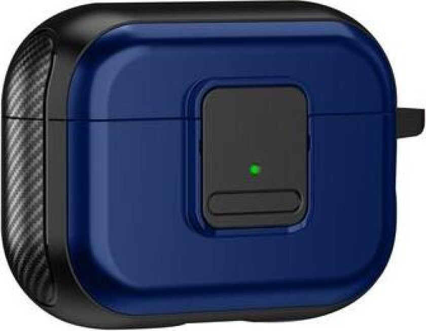 Apple AirPods Pro 2 magnetisk ladbare øretelefoner TPU-deksel med spenne og karabinkrok - svart / blå