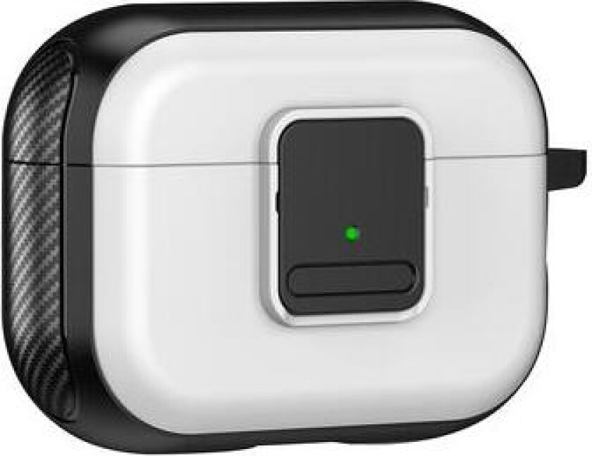 Apple AirPods Pro 2 magnetisk ladbare øretelefoner TPU-deksel med spenne og karabinkrok - svart / hvit