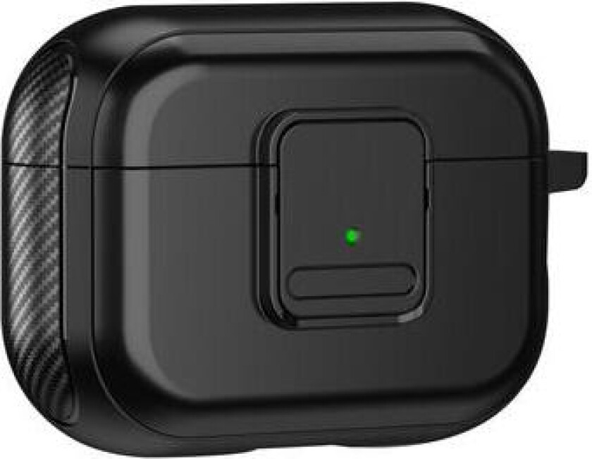 Apple AirPods Pro 2 magnetisk ladbare øretelefoner TPU-deksel med spenne og karabinkrok - svart