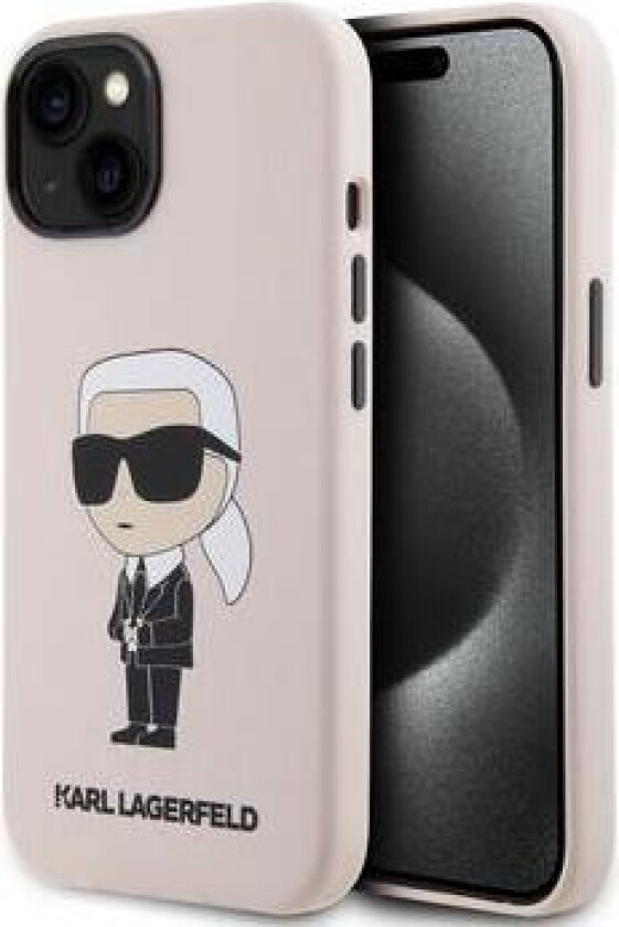 iPhone 15 Karl Lagerfeld Ikonik Silikondeksel - Rosa