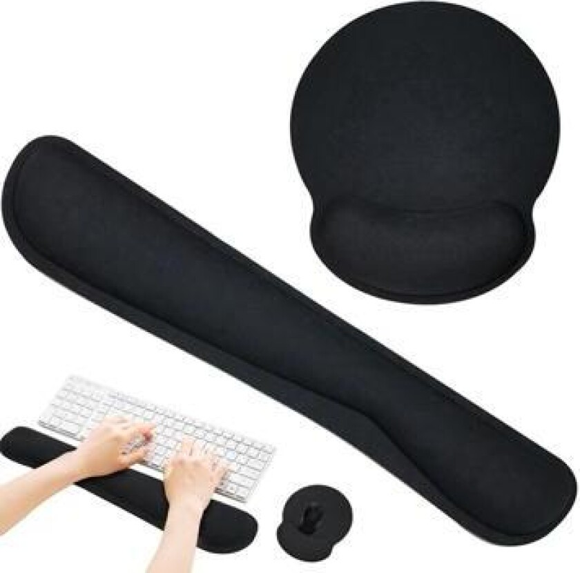 Ergonomisk Tastatur og Musematte - Svart