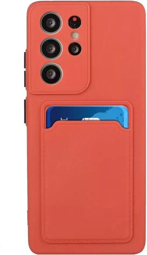 Samsung Galaxy S23 Ultra Fleksibelt Plastdeksel med Kortholder - Rust Rød