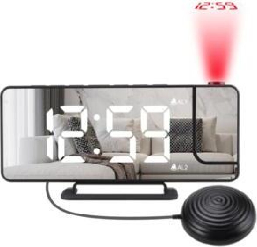 LED-Vekkerklokke med Tidsprojeksjon og Vibrasjon TS-9211