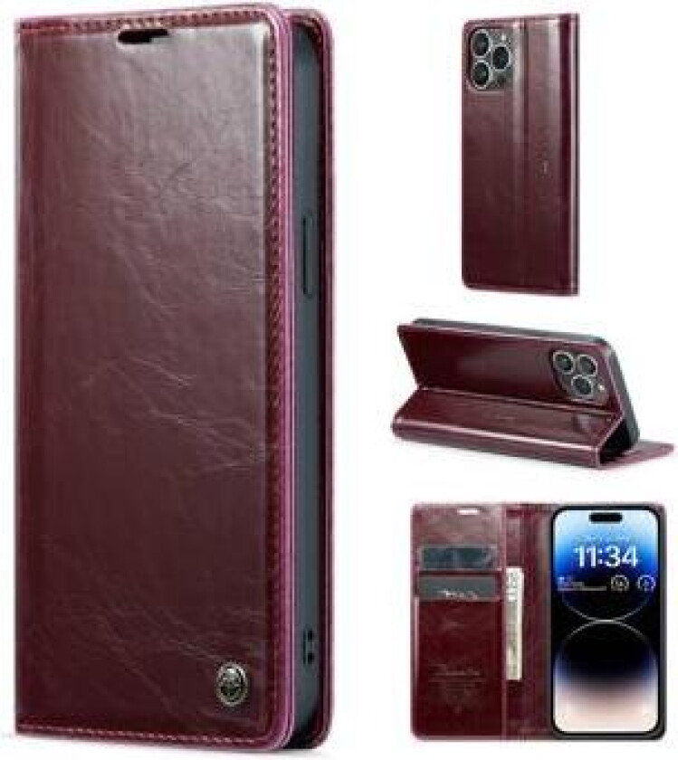 003 Series iPhone 14 Pro Max Lommebok-deksel - Rød