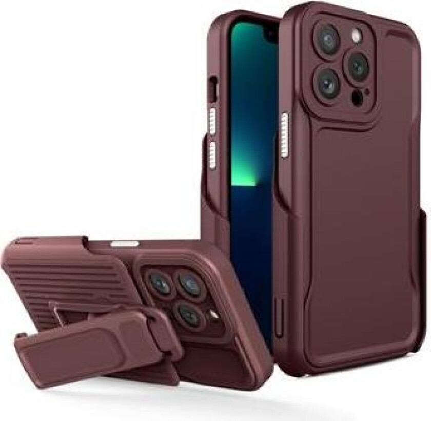 Explorer Series iPhone 14 Pro Hybrid-deksel med Belteklemme - Kaffe
