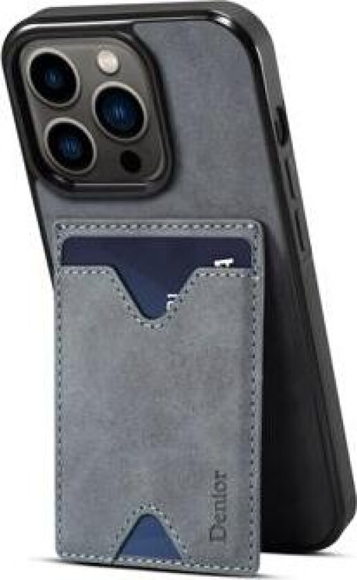 Denior Kortholder Støtte iPhone 14 Pro TPU-Deksel - Grå