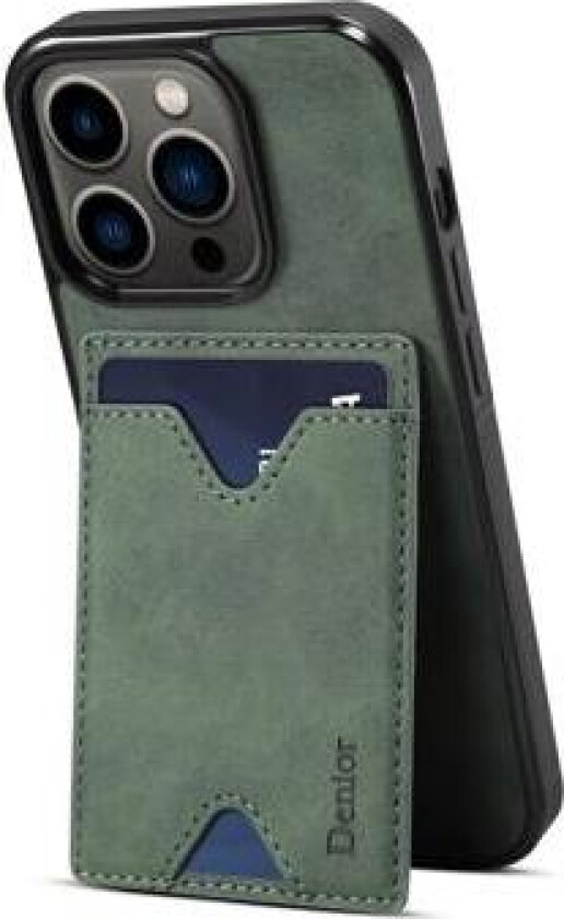 Denior Kortholder Støtte iPhone 14 Pro TPU-Deksel - Grønn
