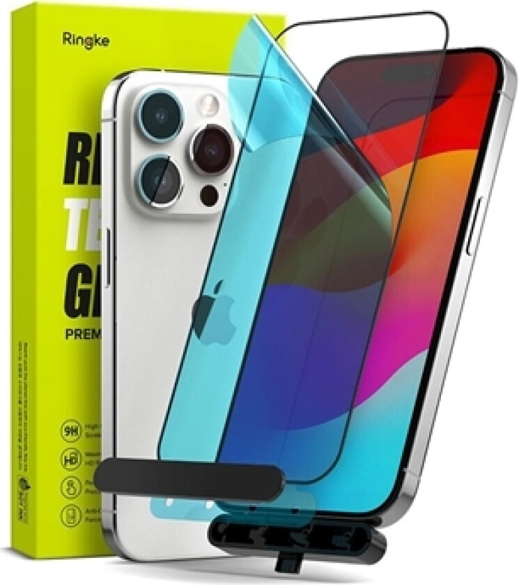 iPhone 15 Pro Max Ringke TG Skjermbeskyttere Panzerglass - Case Friendly - Svart Kant