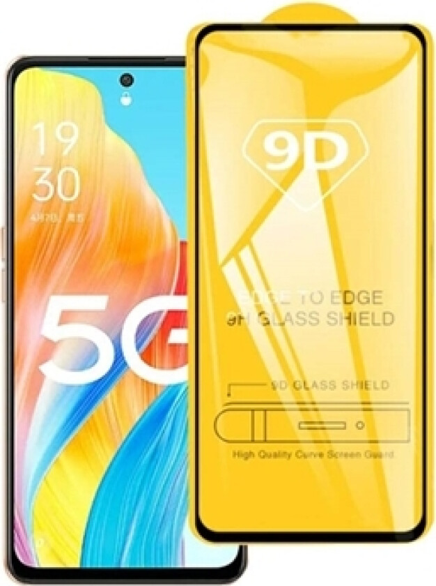 Oppo A1 9D Full Dekning Skjermbeskyttere Panzerglass - Svart Kant