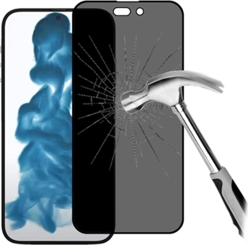 iPhone 14 Pro Max Privacy Full Cover Skjermbeskyttere Panzerglass - Svart Kant