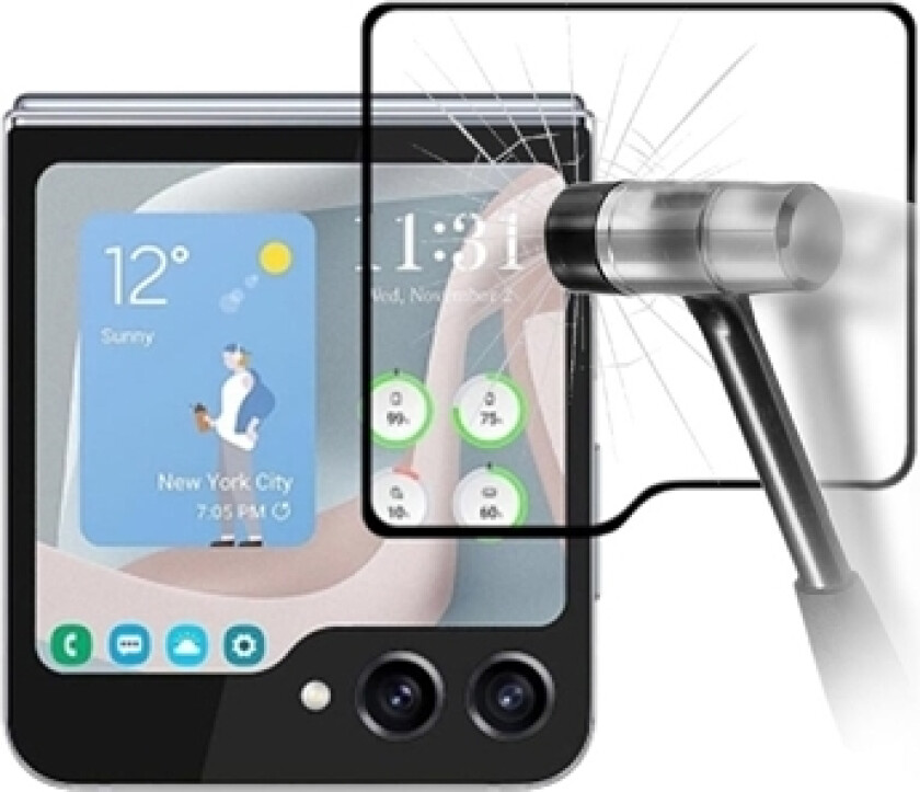 Samsung Galaxy Z Flip5 Full Cover Ytre Skjermbeskytter - Svart Kant