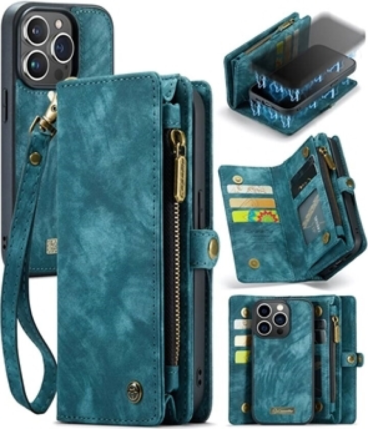 iPhone 15 Pro Max Caseme 2-i-1 Multifunksjonell Lommebok-deksel - Blå