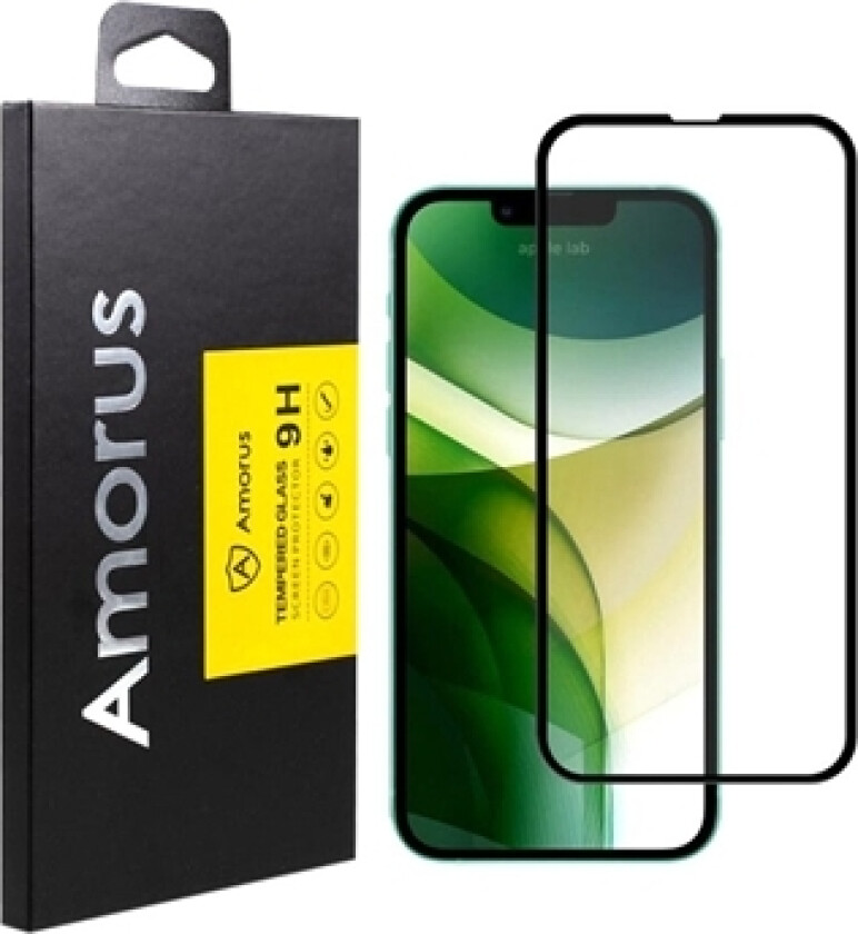 iPhone 13 Pro Max/14 Plus Amorus Full Dekning Skjermbeskyttere Panzerglass - Svart Kant