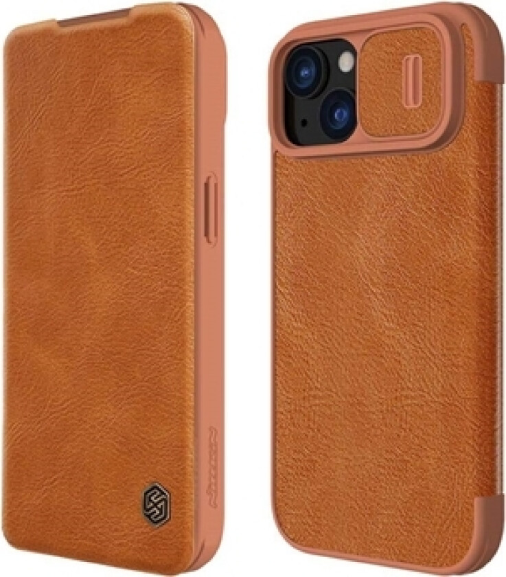 iPhone 15 Plus Nillkin Qin Pro Flip-deksel - Brun