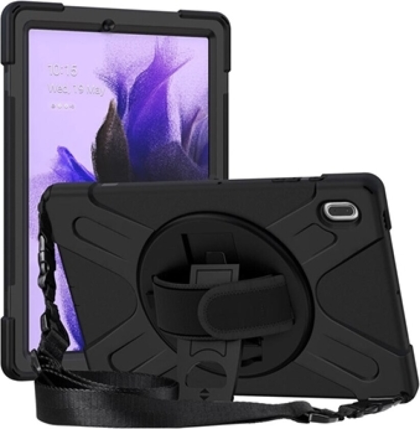 Samsung Galaxy Tab S7 FE Heavy Duty 360 Deksel med Håndrem - Svart