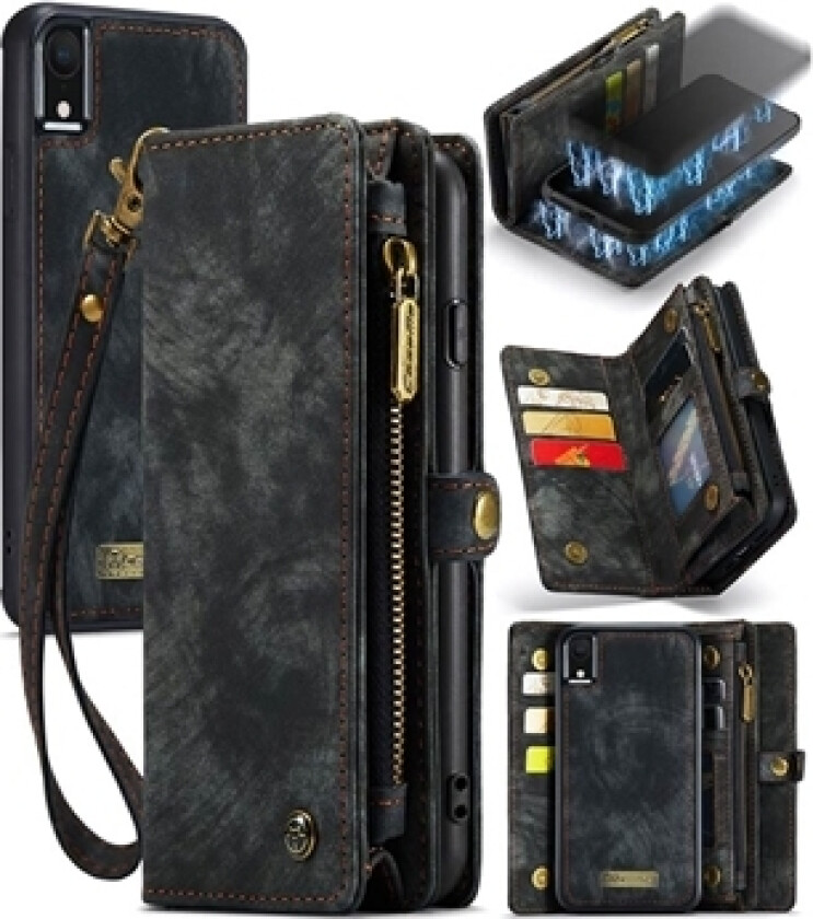 iPhone XR Caseme 2-i-1 Multifunksjonell Lommebok-deksel - Svart