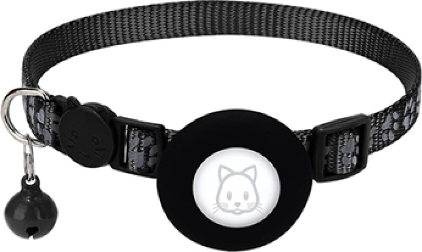 Apple AirTag Silikondeksel med Reflekterende Kjæledyrhalsbånd - Svart