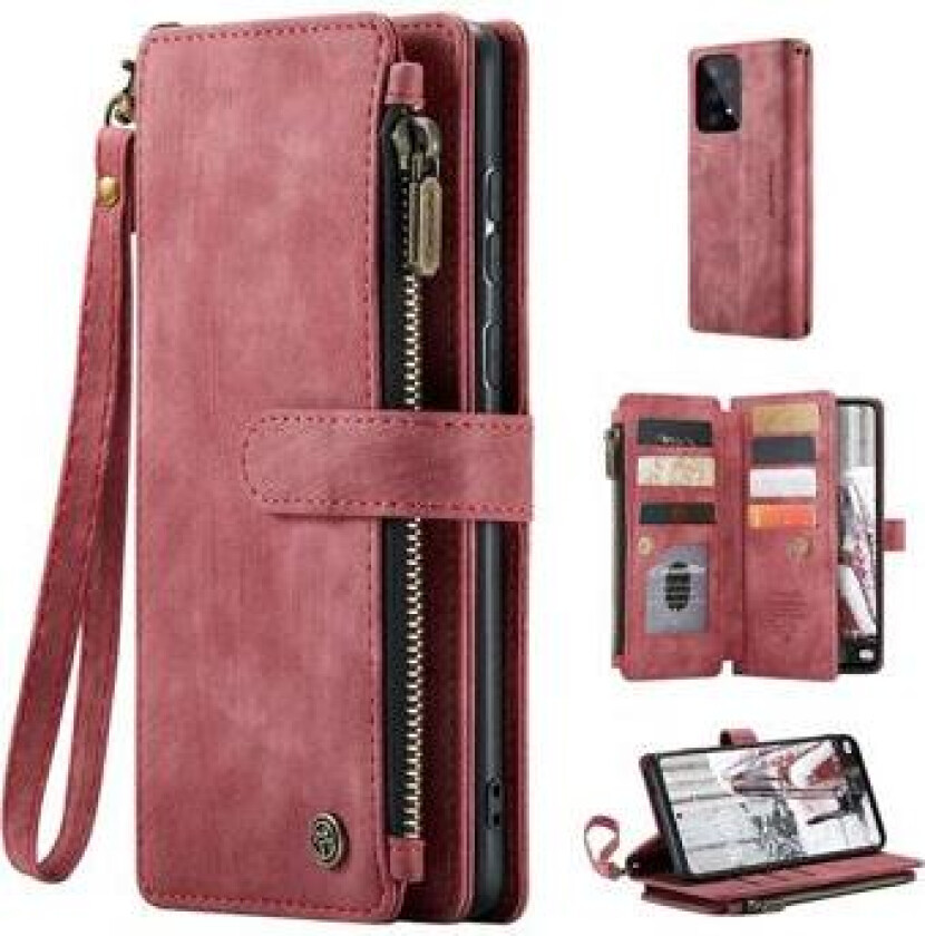 C30 Multifunksjonell Samsung Galaxy A53 5G Lommebok-deksel - Rød