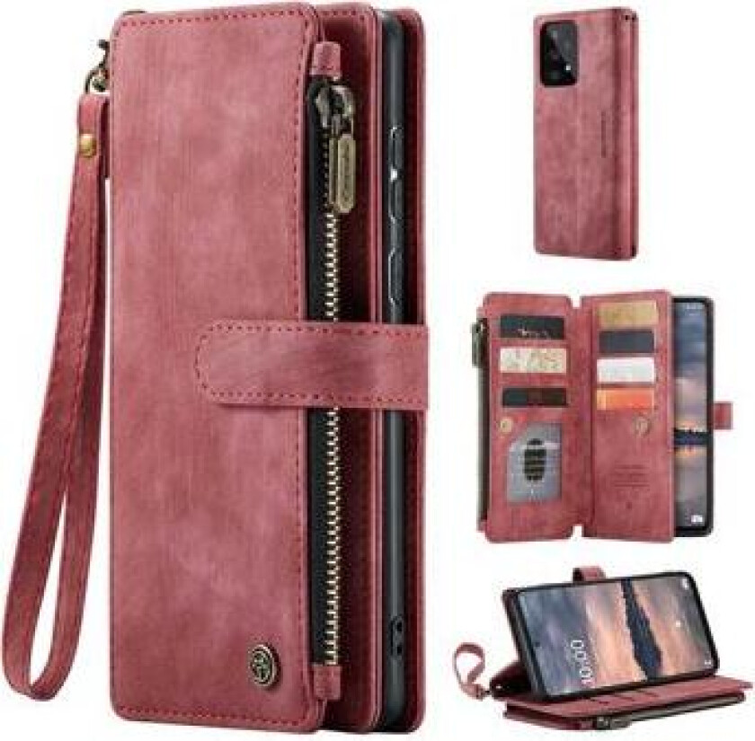 C30 Multifunksjonell Samsung Galaxy A33 5G Lommebok-deksel - Rød