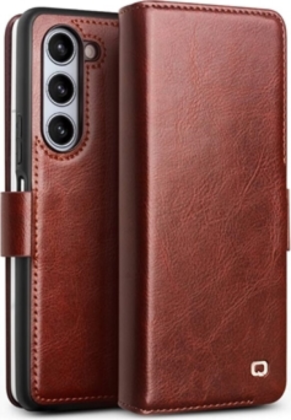 Samsung Galaxy Z Fold5 Qialino Classic Lommebok-deksel I Lær - Mørkebrun