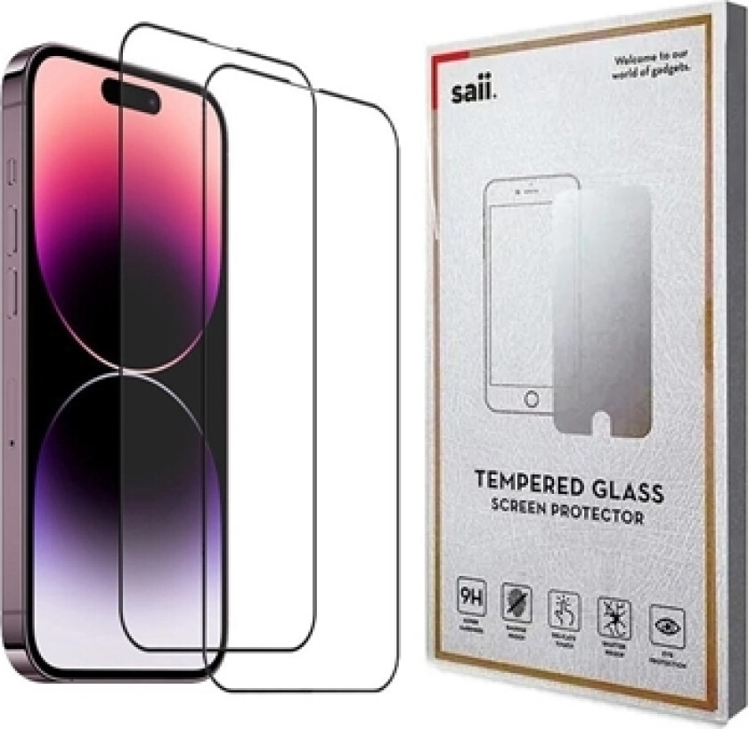 iPhone 15 Plus Saii 3D Premium Skjermbeskyttere Panzerglass - 2 Stk.