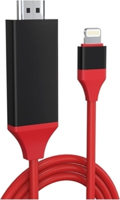 Full HD Lightning til HDMI AV Adapter - iPhone, iPad, iPod - Rød