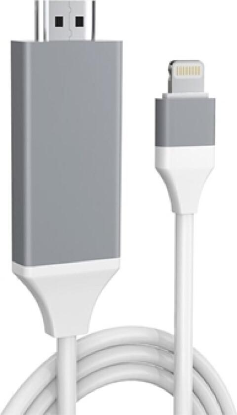 Full HD Lightning til HDMI AV Adapter - iPhone, iPad, iPod - Hvit