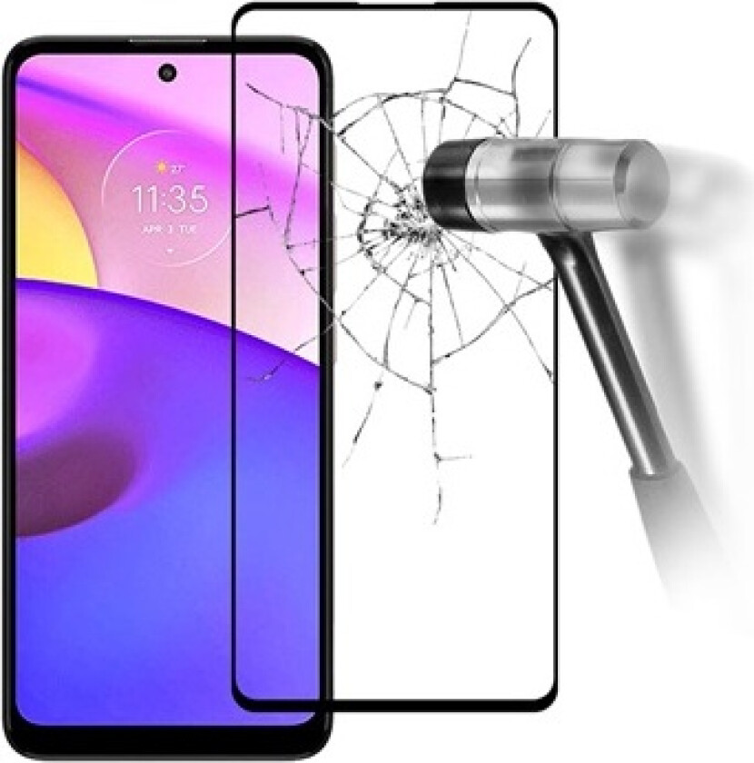 Full Dekning Motorola Moto E30/E40 Skjermbeskyttere Panzerglass - Svart
