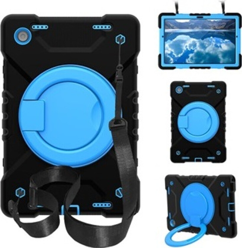 Samsung Galaxy Tab A8 10.5 (2021) Heavy Duty 360 Deksel med Håndrem - Blå / Svart