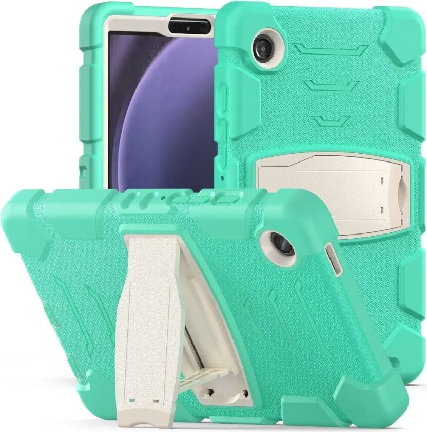 Samsung Galaxy Tab A9 Håndverker Deksel m. Stativ - Mintgrønn / Hvit