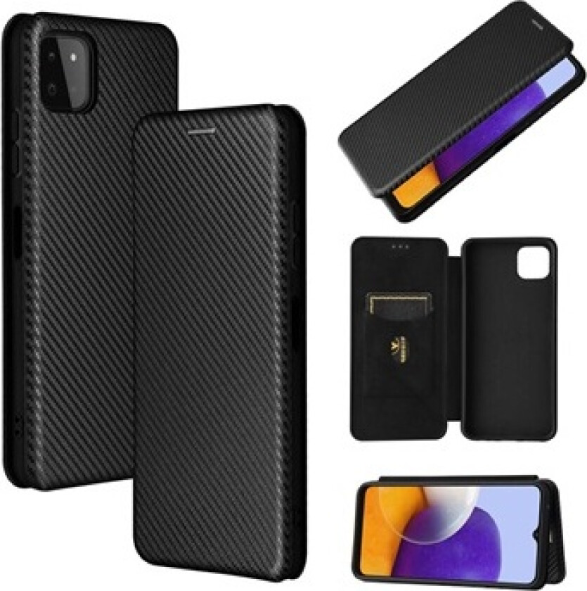 Samsung Galaxy A22 5G, Galaxy F42 5G Flip-deksel - Carbon Fiber - Svart