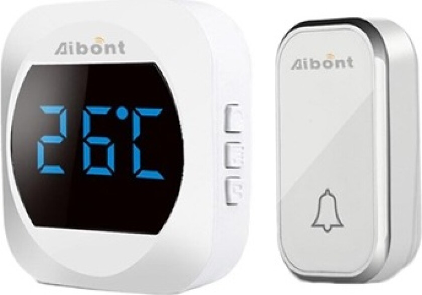 Smart Trådløs Dørklokke med Digitalt Termometer - Hvit