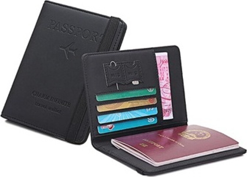 RFID-Blokkerende Reiselommebok / Passholder - Svart